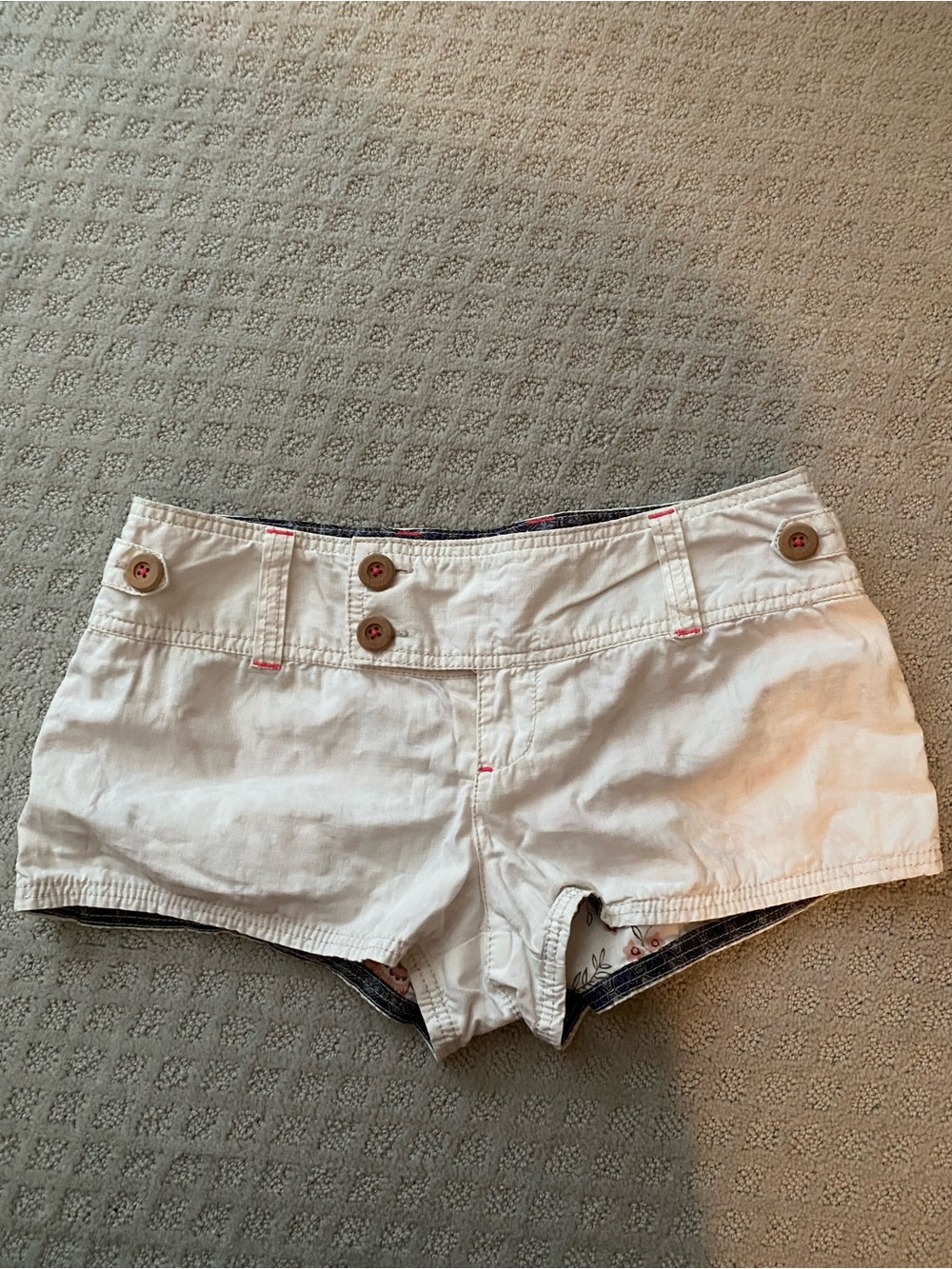 Free People White High-Waist Button-Front Shorts